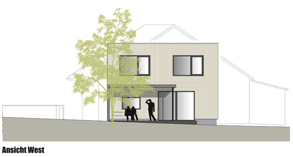 Neubau eines EFH an ein bestehendes Gebäude mit Verbindungssteg, Rohrbach