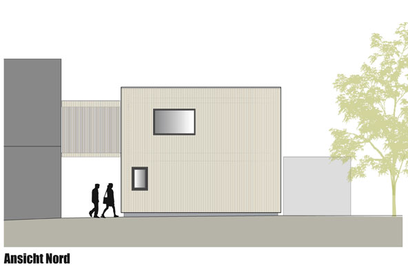 Neubau eines EFH an ein bestehendes Gebäude mit Verbindungssteg, Rohrbach