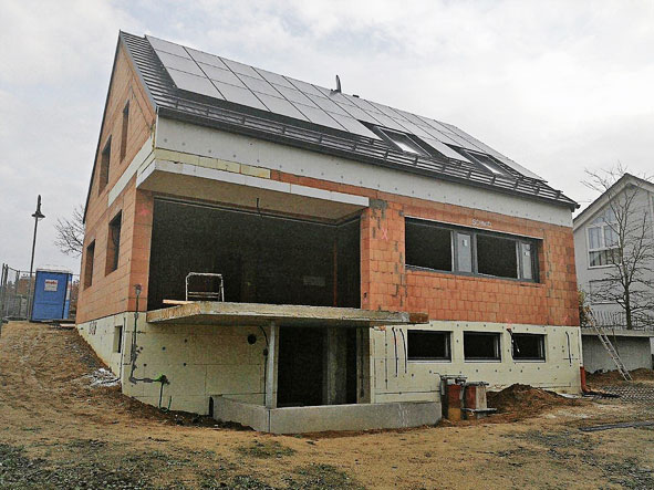 Bauphase 2020 eines EFH mit Doppelgarage, Harthausen