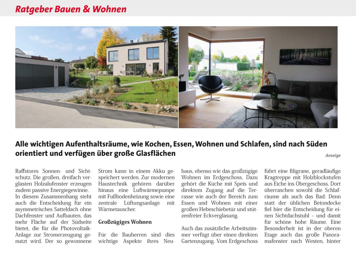 Hicker architekten - Haus S in der November-Ausgabe 2022 vom myHeimat Magazin Friedberg