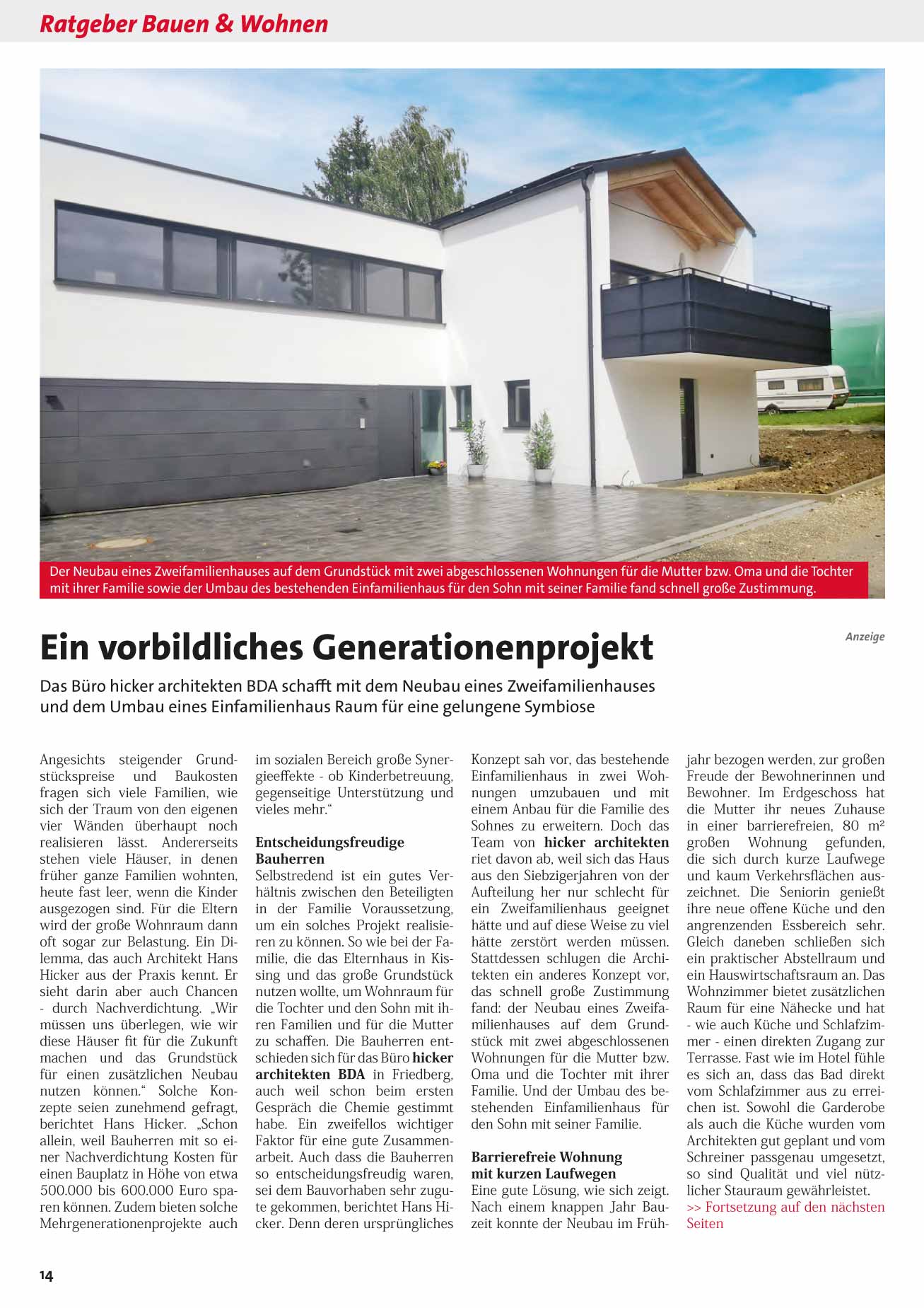 Hicker architekten - Haus S, Kissing, in der September-Ausgabe 2023 vom myHeimat Magazin Friedberg