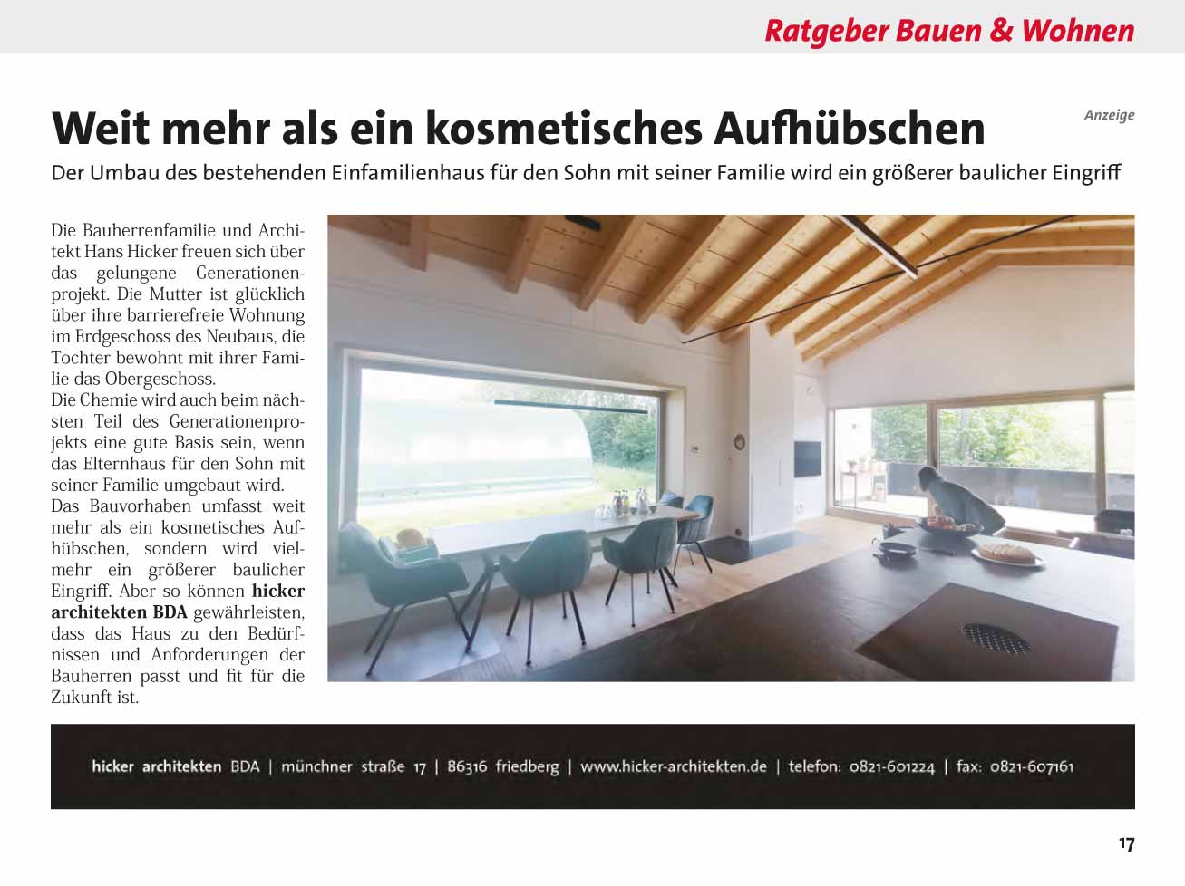 Hicker architekten - Haus S, Kissing, in der September-Ausgabe 2023 vom myHeimat Magazin Friedberg