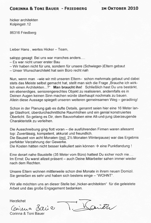 Referenzschreiben Bauer