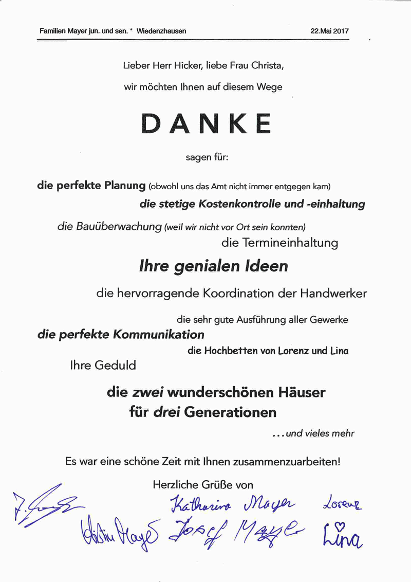 Referenzschreiben Haus HvC Friedberg